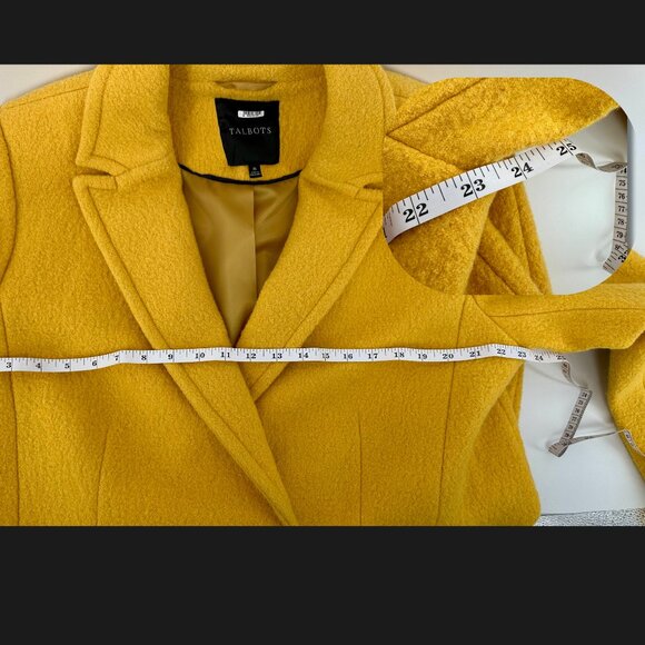 Talbots Mustard Yellow Wool Coat Size 16 - Double Breasted Blazer Coat - Picture 11 of 12